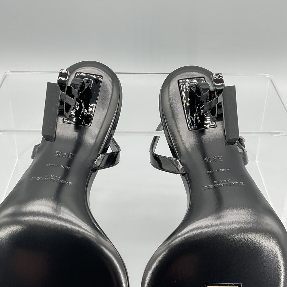 NEW Saint Laurent Women 110mm Opyum YSL Patent Leather Sandal Black 9.5/39.5 - Picture 9 of 10